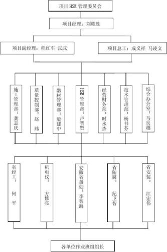 中石化五公司安庆工程项目部hse管理组织网络图
